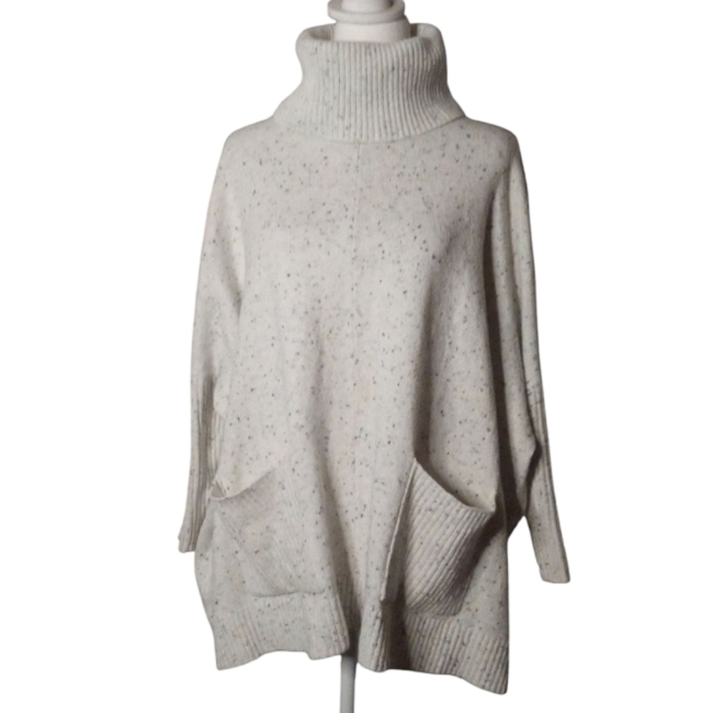 Ann Taylor Loft Oversized Boxy Fit Speckle Knit Cotton Blend Sweater Size Medium